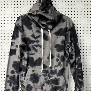 Grey/Black Tie Dye Pullover Hoodie